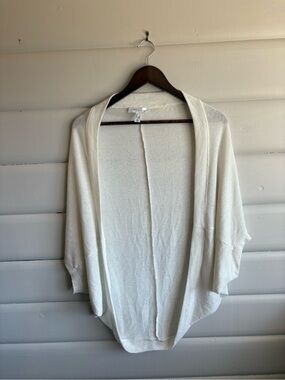 Addition Elle Ivory Open Front Cocoon Cardigan Kimono Sleeve Lightweight X/1X
